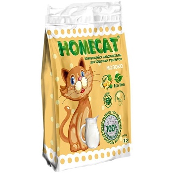 HOMECAT Эколайн Молоко комкующийся наполнитель для кошачьих туалетов 12л купить  зоотовары для животных