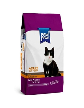 Pawpaw Adult Cat Food with Chicken сухой корм для кошек с курицей 15кг купить  зоотовары для животных