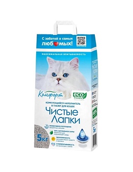 Чистые Лапки Комфорт комкующийся наполнитель для кошек 5кг купить  зоотовары для животных