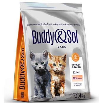 BUDDY SOL CARE KITTEN сухой корм для котят с индейкой и уткой 400г купить  зоотовары для животных