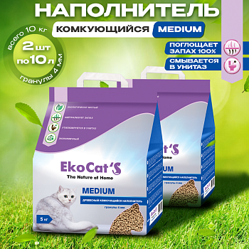 Eko Cat`s Medium древесный комкующийся наполнитель 2х5кг купить  зоотовары для животных