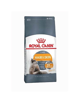 ROYAL CANIN HAIR & SKIN CARE сухой корм для взрослых кошек для поддержания здоровья кожи и шерсти 400г купить  зоотовары для животных