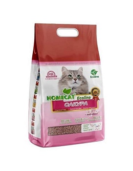 HOMECAT Ecoline Сакура комкующийся наполнитель для кошачьих туалетов с ароматом сакуры 6л купить  зоотовары для животных