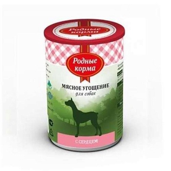 РОДНЫЕ КОРМА консервы для собак Мясное угощение с Сердцем 12х340г купить  зоотовары для животных
