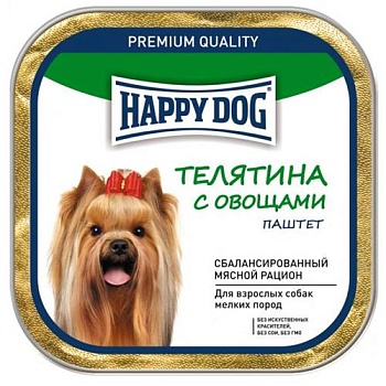 Happy Dog Natur Line консервы для собак Телятина с овощами паштет 10х125гр купить  зоотовары для животных