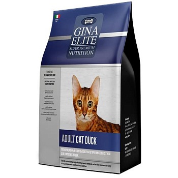 ДЖИНА ELITE CAT DUCK Корм полнорационный сухой для взрослых кошек с Уткой 20кг купить  зоотовары для животных