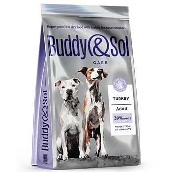 BUDDY SOL CARE ADULT SENSITIVE сухой корм для взрослых собак средних и крупных пород с индейкой 12кг купить  зоотовары для животных