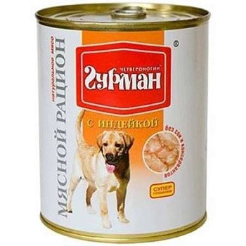 Четвероногий Гурман Мясной Рацион для Собак с Индейкой 6х850г купить  зоотовары для животных