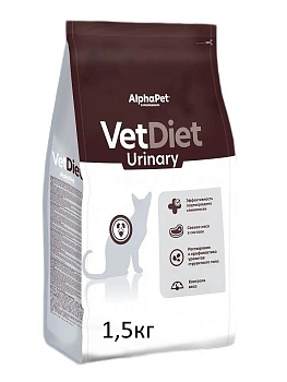 ALPHAPET VET DIET URINARY сухой корм для взрослых кошек при заболеваниях нижних отделов мочевыводящих путей 1,5кг купить  зоотовары для животных