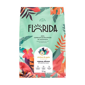 Florida сухой для кошек Курица, яблоко 12кг купить  зоотовары для животных