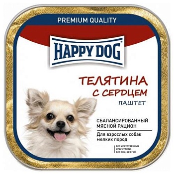 Happy Dog Natur Line консервы для собак Телятина с сердцем паштет 10х125гр купить  зоотовары для животных