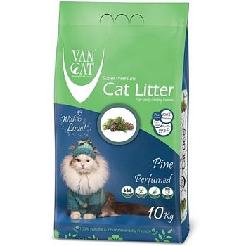 Van Cat Pine Комкующийся наполнитель без пыли с ароматом Соснового леса, пакет 10кг купить  зоотовары для животных