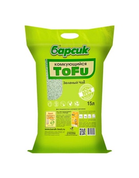 Наполнитель БАРСИК TOFU Зелёный Чай комкующийся 15л купить  зоотовары для животных