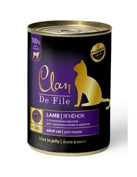 CLAN De File консервы для кошек Ягненок 12х340гр купить  зоотовары для животных