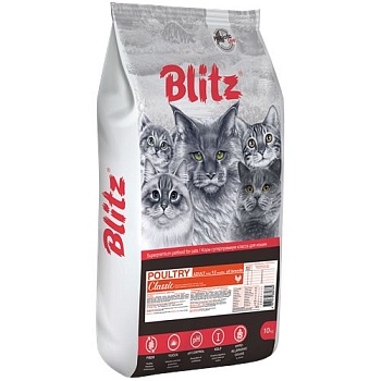 BLITZ Poultry сухой корм для взрослых кошек Домашняя птица 10кг купить  зоотовары для животных