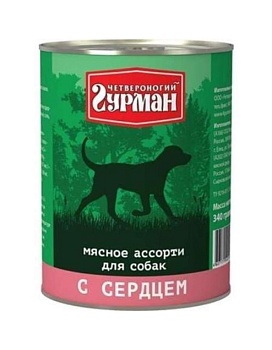 Четвероногий Гурман Мясное Ассотри для собак с Сердцем 12х340г купить  зоотовары для животных