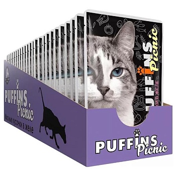 PUFFINS PICNIC пауч в желе для кошек с ягненком 26х85г купить  зоотовары для животных