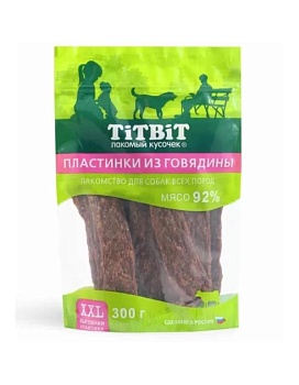 Титбит Пластинки из говядины для собак всех пород 300гр купить  зоотовары для животных