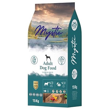 Mystic Adult Dog Food Lamb & Rice сухой корм для собак с ягненком и рисом 15кг купить  зоотовары для животных