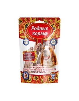 РОДНЫЕ КОРМА Традиционные лакомство для собак вымя говяжье 60гр купить  зоотовары для животных