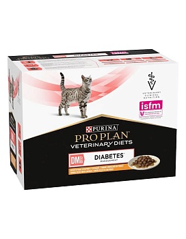PRO PLAN VETERINARY DIETS DM ST/OX Diabetes Management 85 г влажный корм для кошек диетический при сахарном диабете, с курицей, в соусе 1х10 {12507946} купить  зоотовары для животных