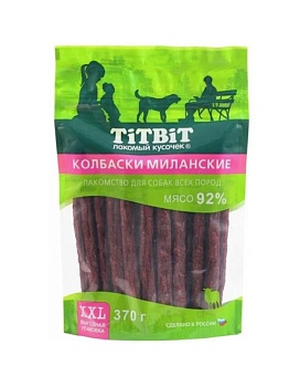 Титбит Колбаса Миланские для собак всех пород XXL 370гр купить  зоотовары для животных