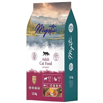 Mystic Adult Cat Food Gourmet сухой корм для кошек 1,5кг купить  зоотовары для животных