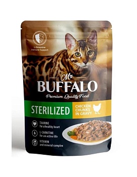 Mr.Buffalo ADULT влажный корм для кошек для стерилизованных Ягненок в соусе 28х85гр купить  зоотовары для животных