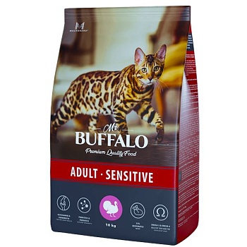Mr.Buffalo SENSITIVE сухой корм для кошек с индейкой 10кг купить  зоотовары для животных