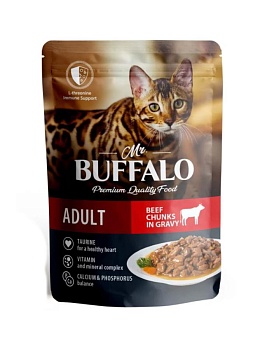 Mr.Buffalo ADULT влажный корм для кошек Говядина в соусе 28х85гр купить  зоотовары для животных