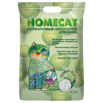 HOMECAT Яблоко Силикагелевый наполнитель для кошачьих туалетов с ароматом яблока 12,5л купить  зоотовары для животных