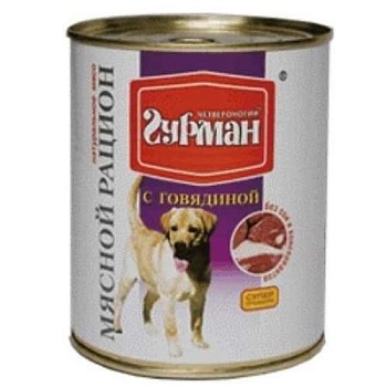 Четвероногий Гурман Мясной Рацион для Собак с Говядиной 6х850г купить  зоотовары для животных