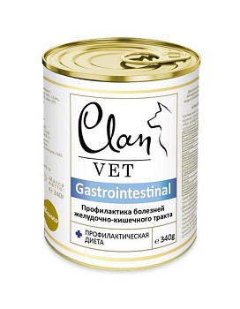 CLAN VET GASTROINTESTINAL диетические консервы для собак Профилактика болезней ЖКТ 12х340гр купить  зоотовары для животных
