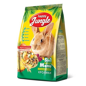 HAPPY JUNGLE Корм для кроликов 400гр купить  зоотовары для животных