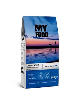 Myfood Canine Adult Medium & Large Breed Multi-Dog with Lamb & Rice сухой корм для собак с ягненком и рисом 2,5кг купить  зоотовары для животных