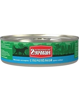 Четвероногий Гурман Мясное Ассотри для собак с Перепелкой 12х100г купить  зоотовары для животных