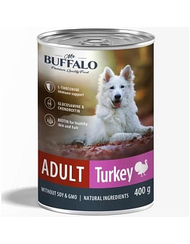 Mr.Buffalo ADULT консервы для собак Индейка 9х400гр купить  зоотовары для животных