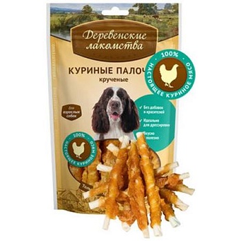 Деревенские Лакомства 100 % Мяса Куриные Палочки Крученые для Собак 90г купить  зоотовары для животных