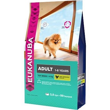 EUKANUBA ADULT TOY BREED сухой корм для взрослых собак миниатюрных пород 3,5кг купить  зоотовары для животных