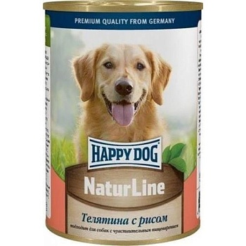 Happy Dog Natur Line консервы для собак Телятина с рисом 12х410гр купить  зоотовары для животных