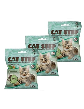 Cat Step Tofu Green Tea Наполнитель растительный комкующийся 3х12л купить  зоотовары для животных