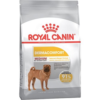 ROYAL CANIN Medium Dermacomfort Корм для собак срених пород склонных к кожным раздражениям и зуду 3кг купить  зоотовары для животных