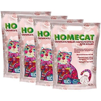 HOMECAT Роза Силикагелевый наполнитель для кошачьих туалетов с ароматом розы 4x12,5л купить  зоотовары для животных