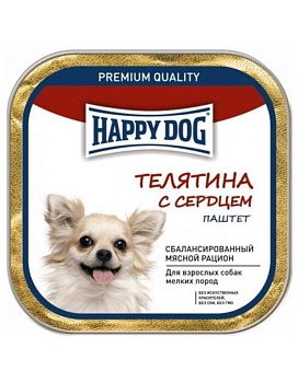 Happy Dog Natur Line консервы для собак Телятина с сердцем паштет 10х125гр купить  зоотовары для животных