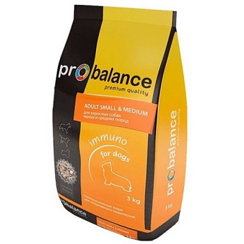 ProBalance Imunno Корм для собак малых и средних пород 3кг купить  зоотовары для животных