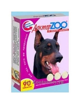 Доктор Zoo Витамины для Собак со Вкусом Говядины 6х90таб купить  зоотовары для животных