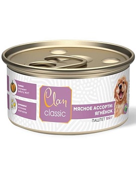 CLAN CLASSIC консервы для щенков паштет Мясное ассорти с ягненком 5х100гр купить  зоотовары для животных