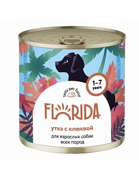 FLORIDA консервы для взрослых собак всех пород утка с клюквой 12х240г купить  зоотовары для животных