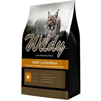 Wildy Adult Cat Sterilized Сухой корм с курицей для стерилизованных кошек 15кг купить  зоотовары для животных