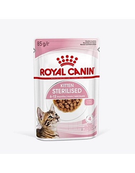 ROYAL CANIN KITTEN STERILISED пауч соус влажный корм для стерилизованных котят от 6 до 12 месяцев 28х85г купить  зоотовары для животных